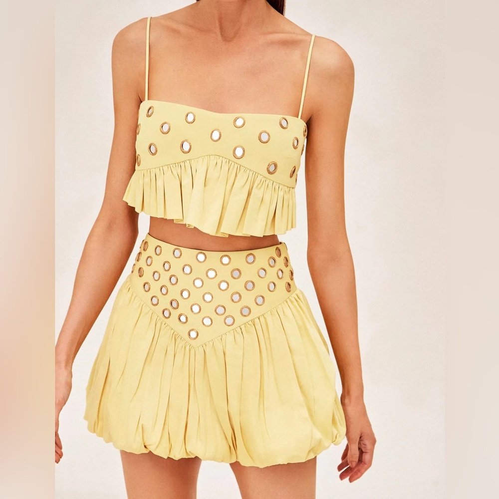 Yellow mirror bubble skirt set - Picture 4 of 4